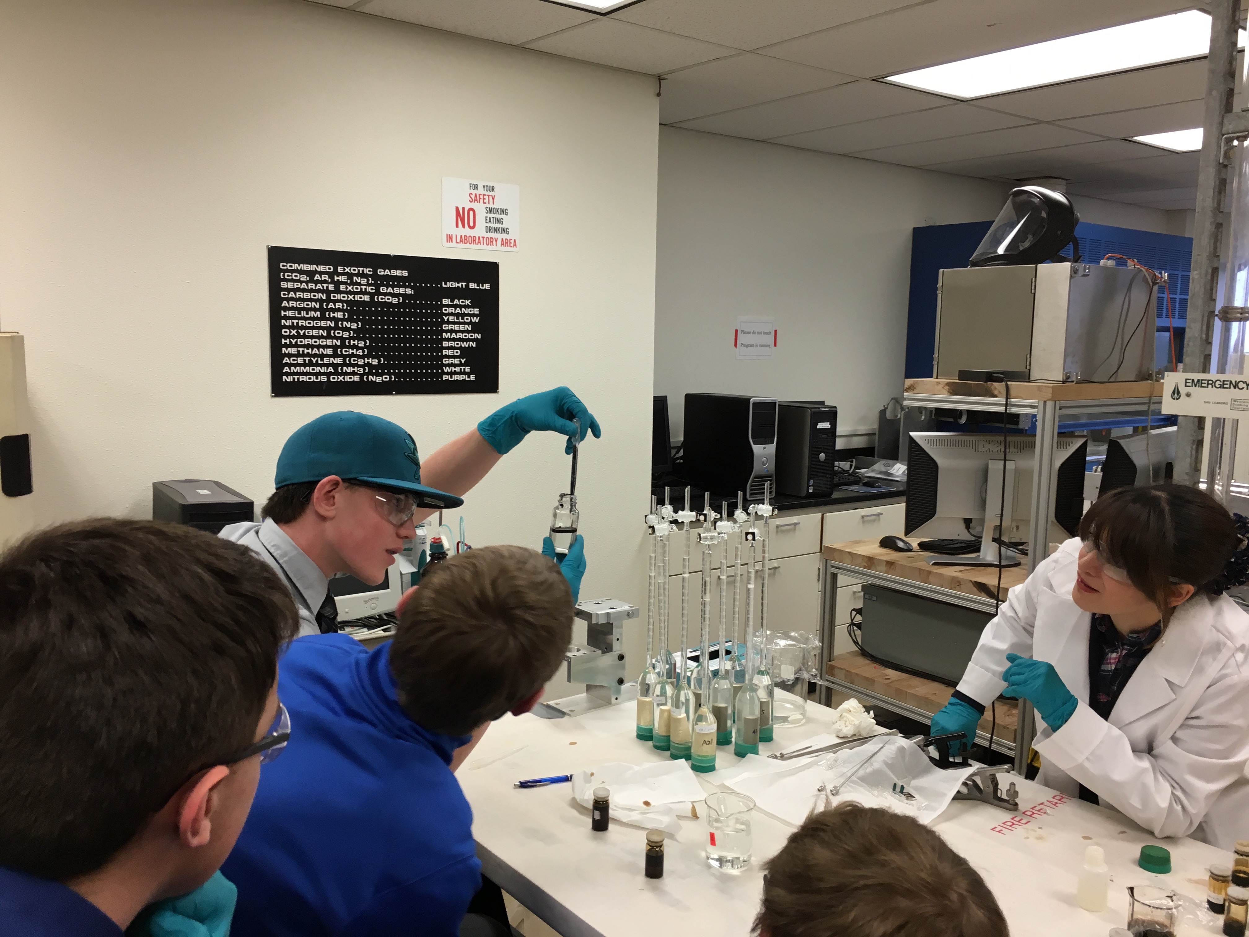 Students conducting an experiment